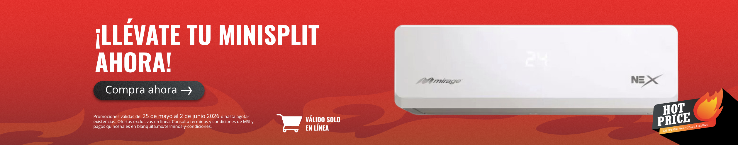 ini split Mirage instalado en pared, sistema de aire acondicionado inverter para interiores