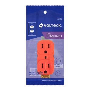 46105 *CONTACTO DOBLE  L/V NARANJA VOLTECH  CODO-TAS
