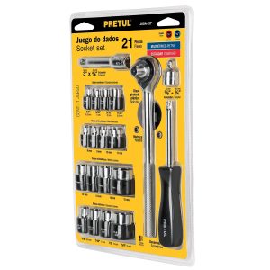 21162 JUEGO DADOS CUADRO 1/4 Y 3/8 25PZ JUDA-25P PRETUL