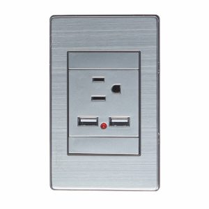 BP05-M/P - PLACA METÁLICA CON 1 CONTACTO Y 2 ENTRADAS DE USB PLATEADO LUCEK