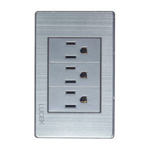 BP08-M/P - PLACA METÁLICA CON 3 CONTACTOS DE 1 MÓDULO PLATEADO LUCEK