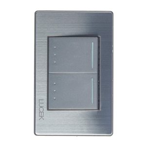 BP09-M/P - PLACA METÁLICA CON 2 INTERRUPTORES DE ESCALERA DE 1.5 MÓDULOS PLATEADO LUCEK