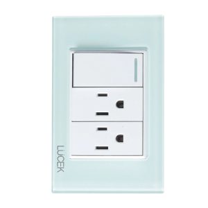 BP20-CCB - PLACA CON 1 INTERRUPTOR SENCILLO Y 2 CONTACTOS DE 1 MÓDULO. CELESTE CRISTAL