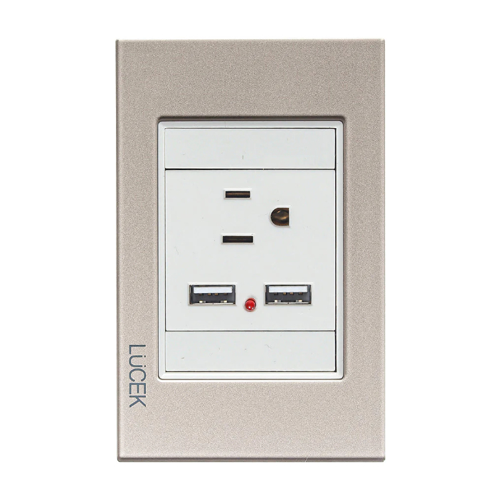 BP05-CDM - PLACA CON 1 CONTACTO Y 2 ENTRADAS DE USB. ARENA CRISTAL