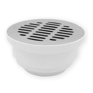 9668 COLADERA REDONDA P/CAMPANA DE PVC REJILLA CROMADA FAMA