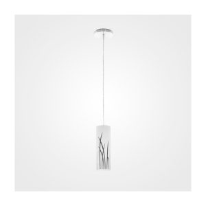 MX-CL8009 - LUMINARIO ALUMINIO CEPILLADO CON VIDRIO SOPLADO DECORADO MAXXI