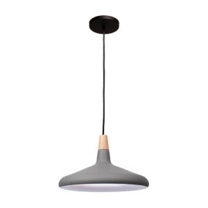 MX-CL8040/G - LUMINARIO LAMINA DE ACERO GRIS INTERIOR BLANCO DETALLE DE MADERA MAXXI