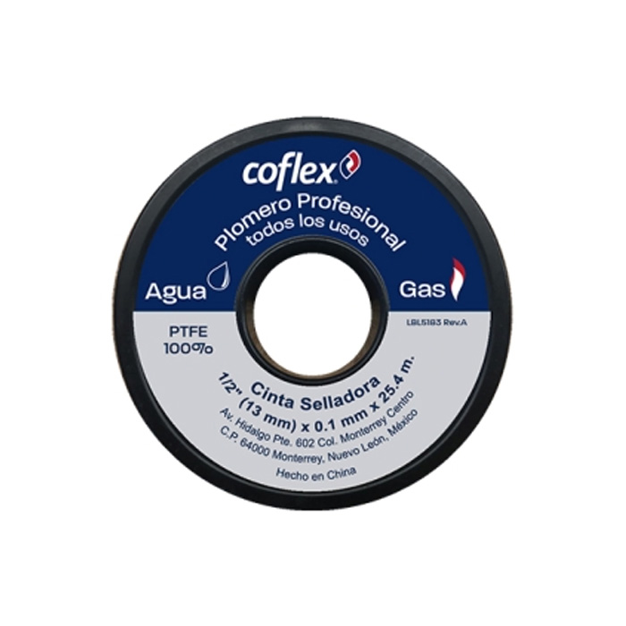 WTP12-25 CINTA SELLADORA PARA PLOMERO PROFESIONAL 1/2" x 25M