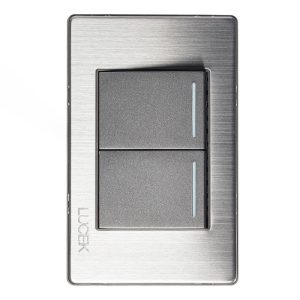 BP02-M/A - PLACA METÁLICA CON 2 INTERRUPTORES SENCILLOS DE 1.5 MÓDULOS ANONIZADO LUCEK