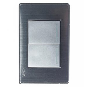 BP02-M/P - PLACA METÁLICA CON 2 INTERRUPTORES SENCILLOS DE 1.5 MÓDULOS PLATEADO LUCEK