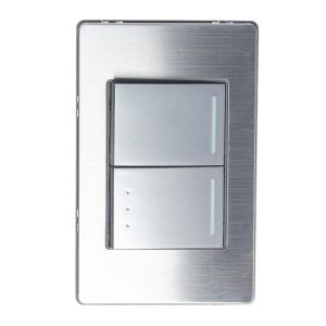 BP02/3-M/P - PLACA METÁLICA CON 1 INTERRUPTOR SENCILLO Y 1 DE ESCALERA DE 1.5 MÓDULOS PLATEADO LUCEK
