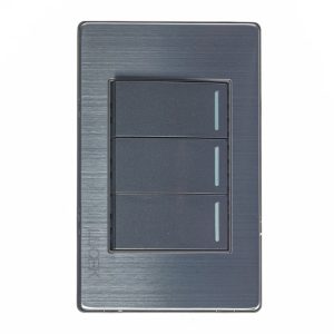 BP03-M/A - PLACA METÁLICA CON 3 INTERRUPTORES SENCILLOS DE 1 MÓDULO ANONIZADO LUCEK