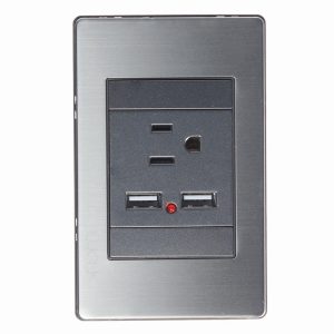 BP05-M/A - PLACA METÁLICA CON 1 CONTACTO Y 2 ENTRADAS DE USB ANONIZADO LUCEK