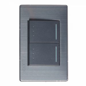 BP09-M/A - PLACA METÁLICA CON 2 INTERRUPTORES DE ESCALERA DE 1.5 MÓDULOS ANONIZADO LUCEK