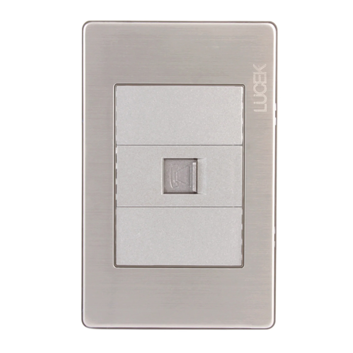BP17-M/P - PLACA C/TOMA DE TELEFONO PLATEADO