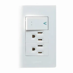 BA14-B - PLACA CON 1 INTERRUPTOR DE ESCALERA Y 2 CONTACTOS DE 1 MODULO BLANCO LUCEK