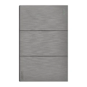 BF03-P - PLACA PLANA CON 3 INTERRUPTORES SENCILLOS PLATA FLAT LUCEK