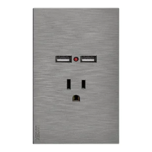 BF05-P - PLACA PLANA CON 1 CONTACTO Y 2 ENTRADAS DE USB FLAT PLATA FLAT LUCEK