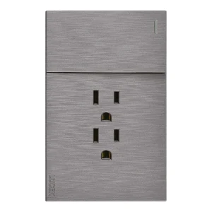 BF20-P - PLACA PLANA CON 1 INTERRUPTOR SENCILLO Y 2 CONTACTOS PLATA FLAT LUCEK