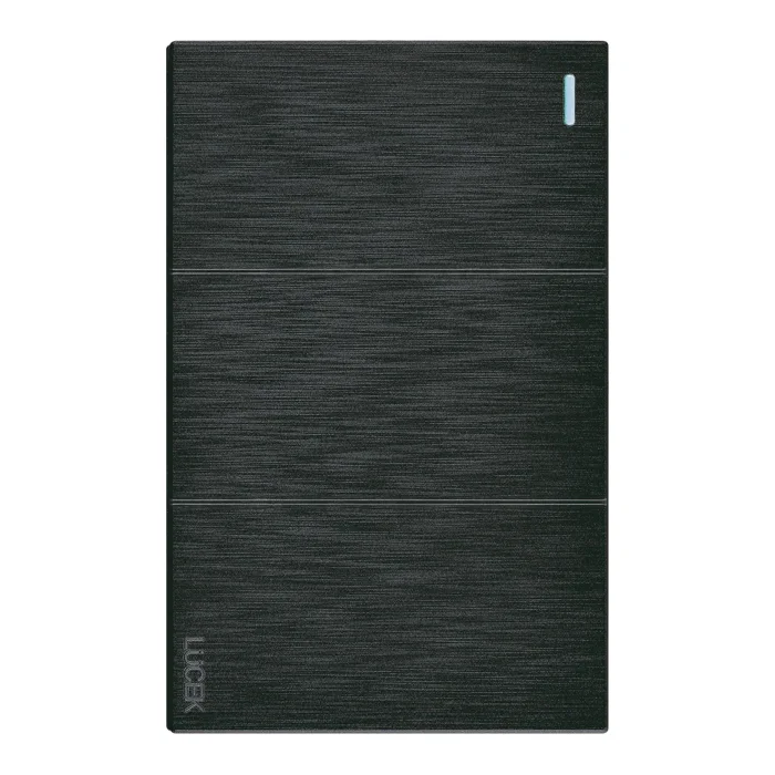 BF03-N - PLACA PLANA CON 3 INTERRUPTORES SENCILLOS NEGRO FLAT LUCEK