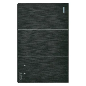 BF03/3-N - PLACA PLANA CON 2 INTERRUPTORES SENCILLOS Y 1 DE ESCALERA NEGRO FLAT LUCEK