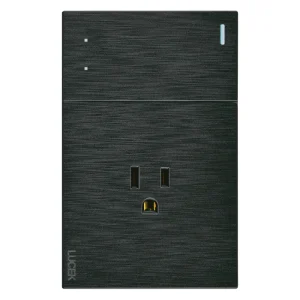 BF07/3-N - PLACA PLANA CON 1 INTERRUPTOR DE ESCALERA Y 1 CONTACTO NEGRO FLAT LUCEK