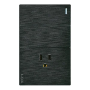 BF19-N - PLACA PLANA CON 2 INTERRUPTORES SENCILLOS Y 1 CONTACTO NEGRO FLAT LUCEK