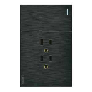 BF20-N - PLACA PLANA CON 1 INTERRUPTOR SENCILLO Y 2 CONTACTOS NEGRO FLAT LUCEK